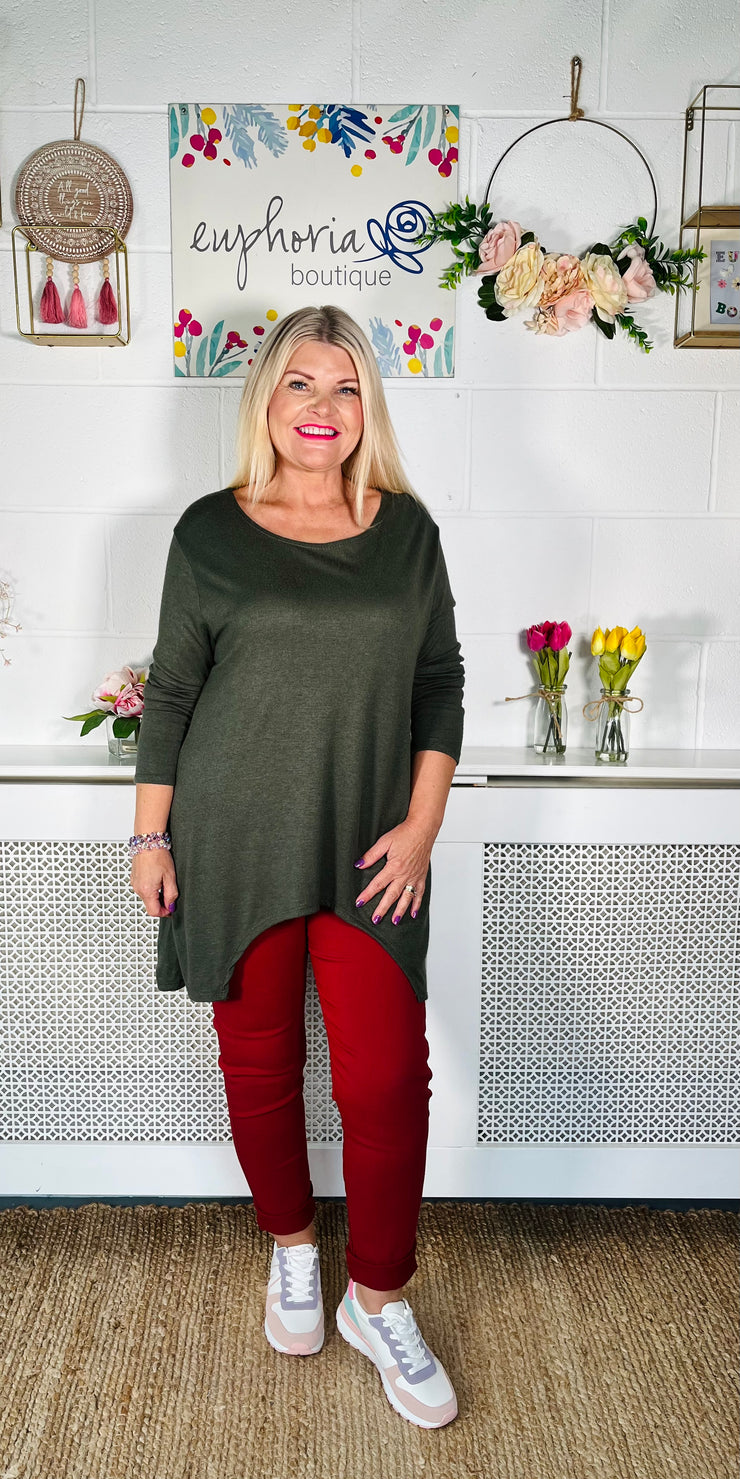 Ladies free size Khaki comfy casual everyday knit