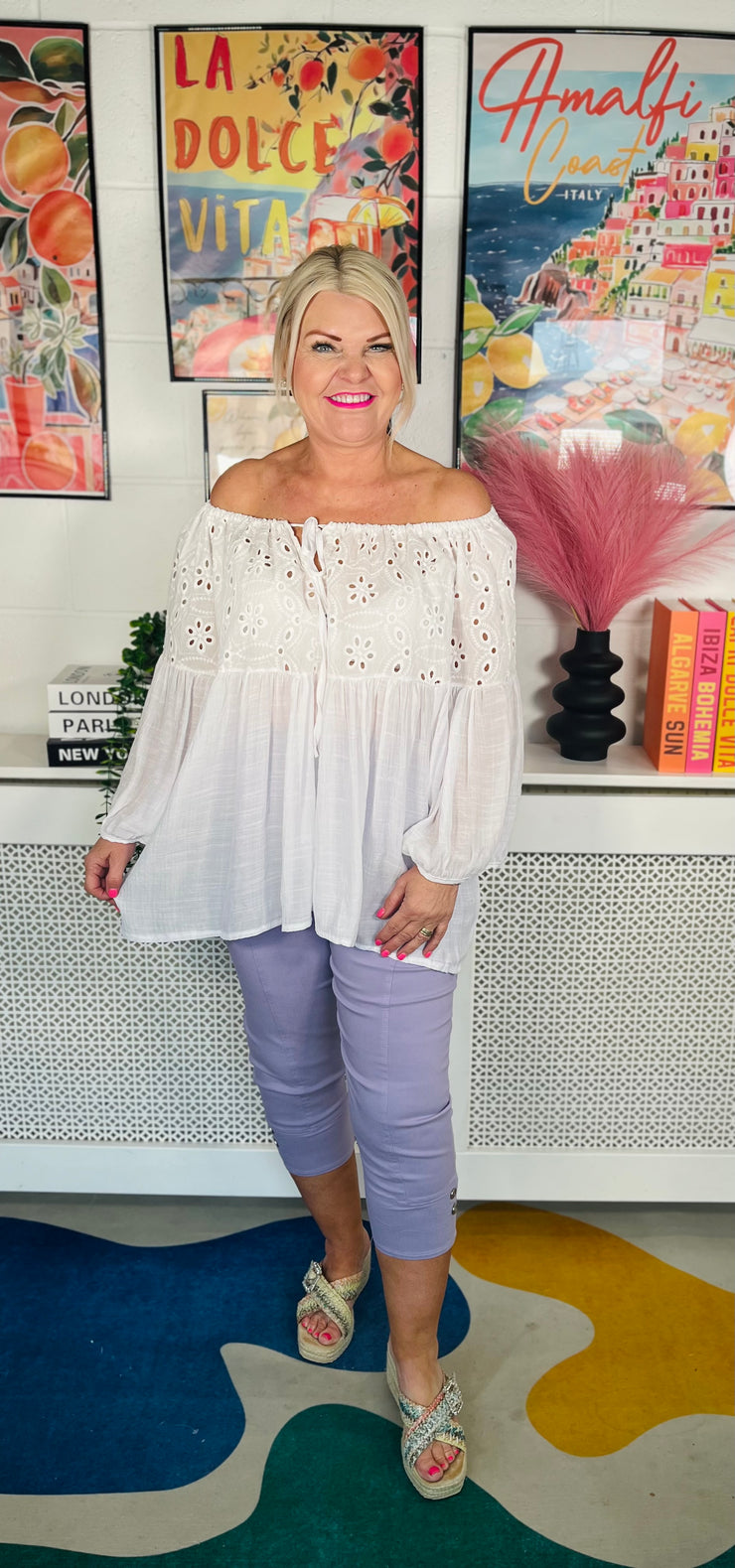 Soft Whisper Bardot Top - White