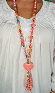 Sugarplum Beaded Heart Chain - Baby Pink