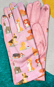 Cute paws dog print gloves