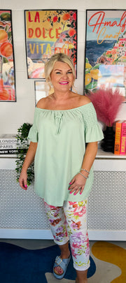 Sugar Rush Ruffle Sleeve Top - Light Sage