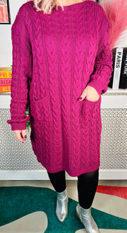 Edinburgh Knitted Dress - Plum