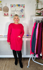 Edinburgh Knitted Dress - Lipstick Pink