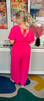 Picnic Perfect Jumpsuit - Lipstick Pink