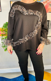 Heart Flutter Ruffle Top - Animal Print