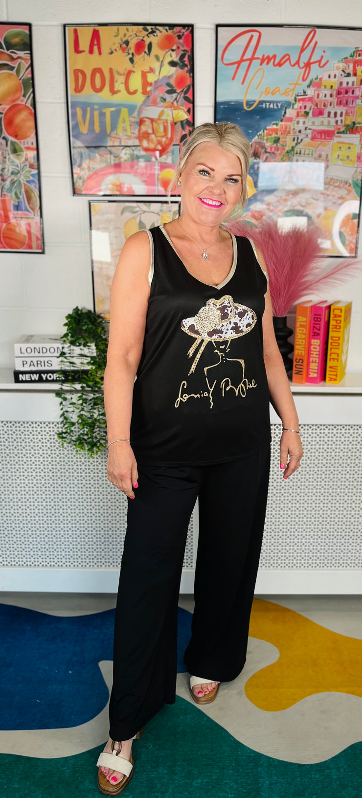 Shine All Day Vest Top - Black