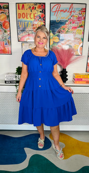 Sweet As Candy Midi Dress - Cobalt Blue