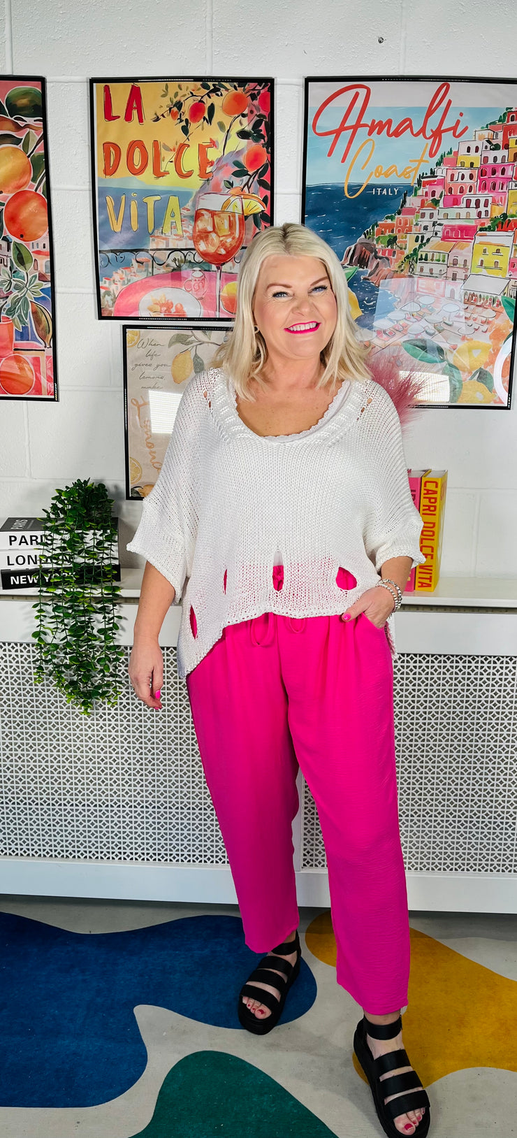 Sunshine Kisses Lightweight Trousers - Lipstick Pink