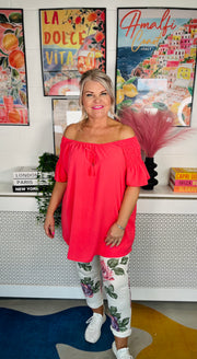 Sugar Rush Ruffle Sleeve Top - Coral