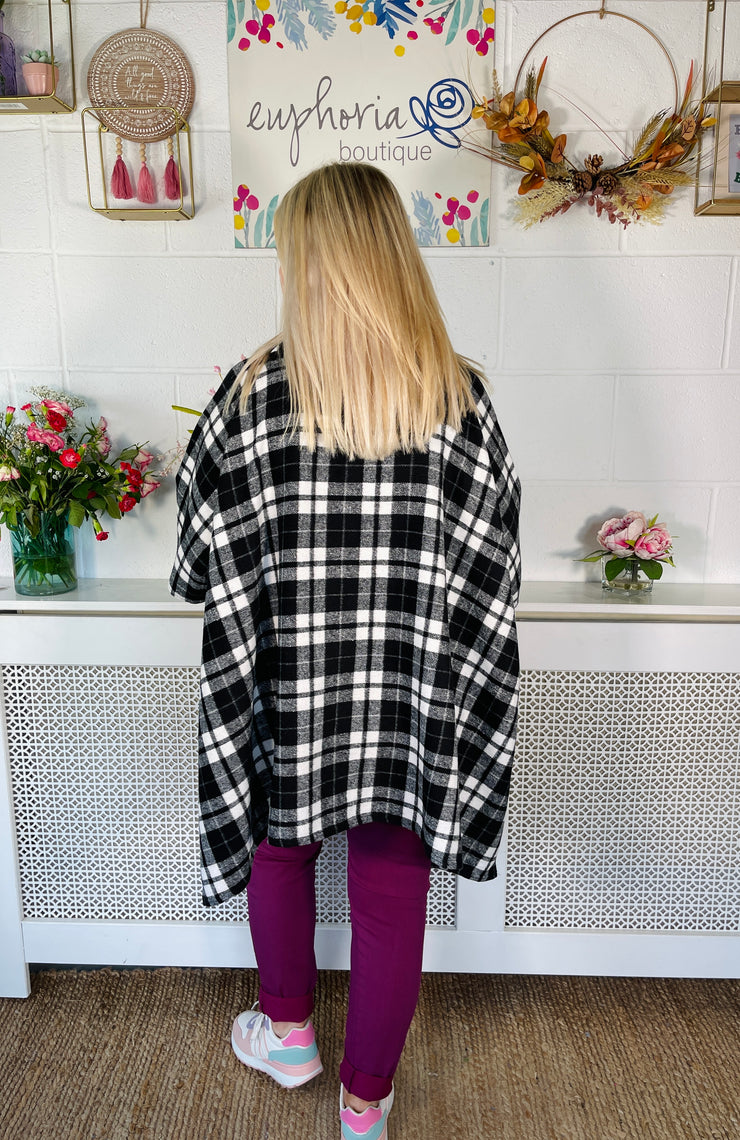 Classic Check Zip Up Poncho
