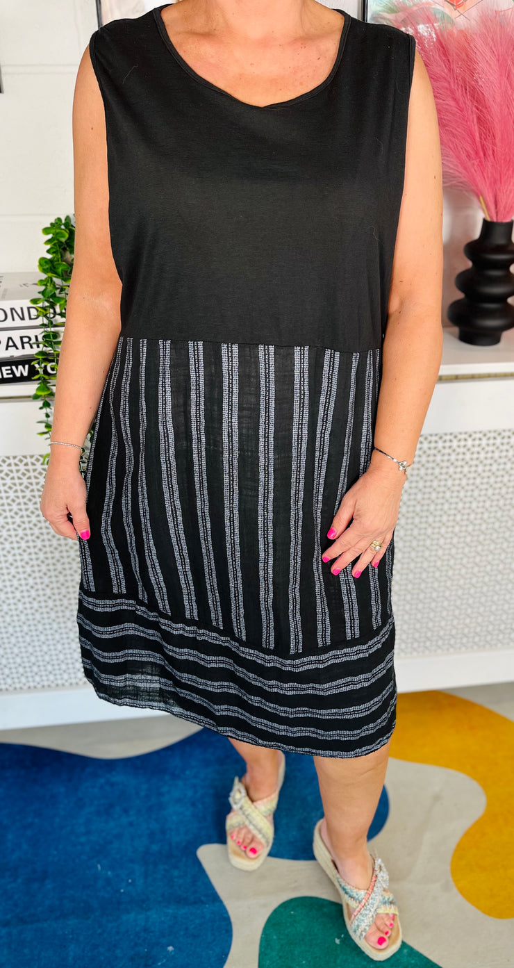 Stripe Me Pretty Dress - Black