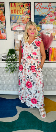 Summer Haze Floral Dress - White