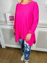 Emily Broderie Anglaise Tunic - Hot Pink