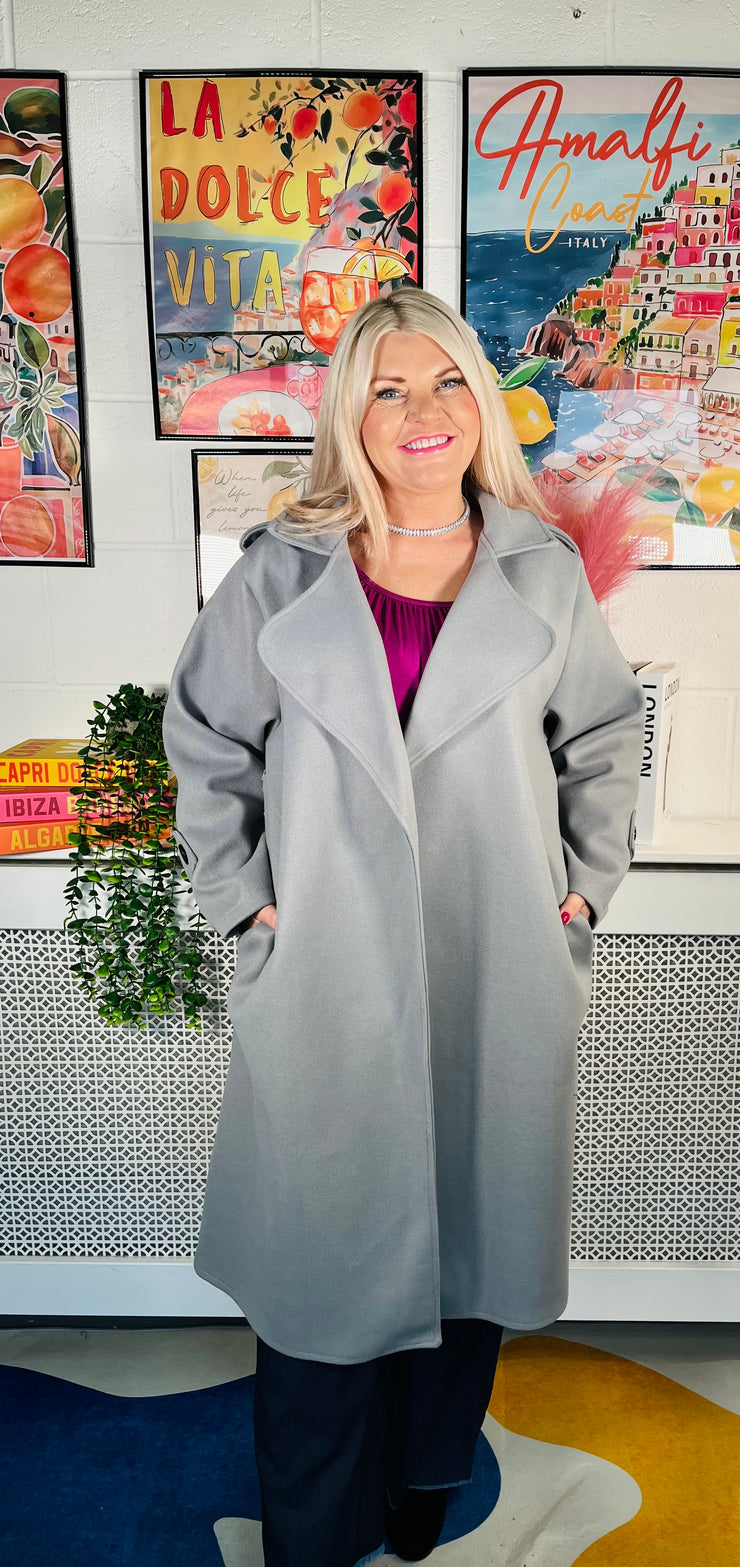 Sophie Sophisticated Trench Coat - Grey