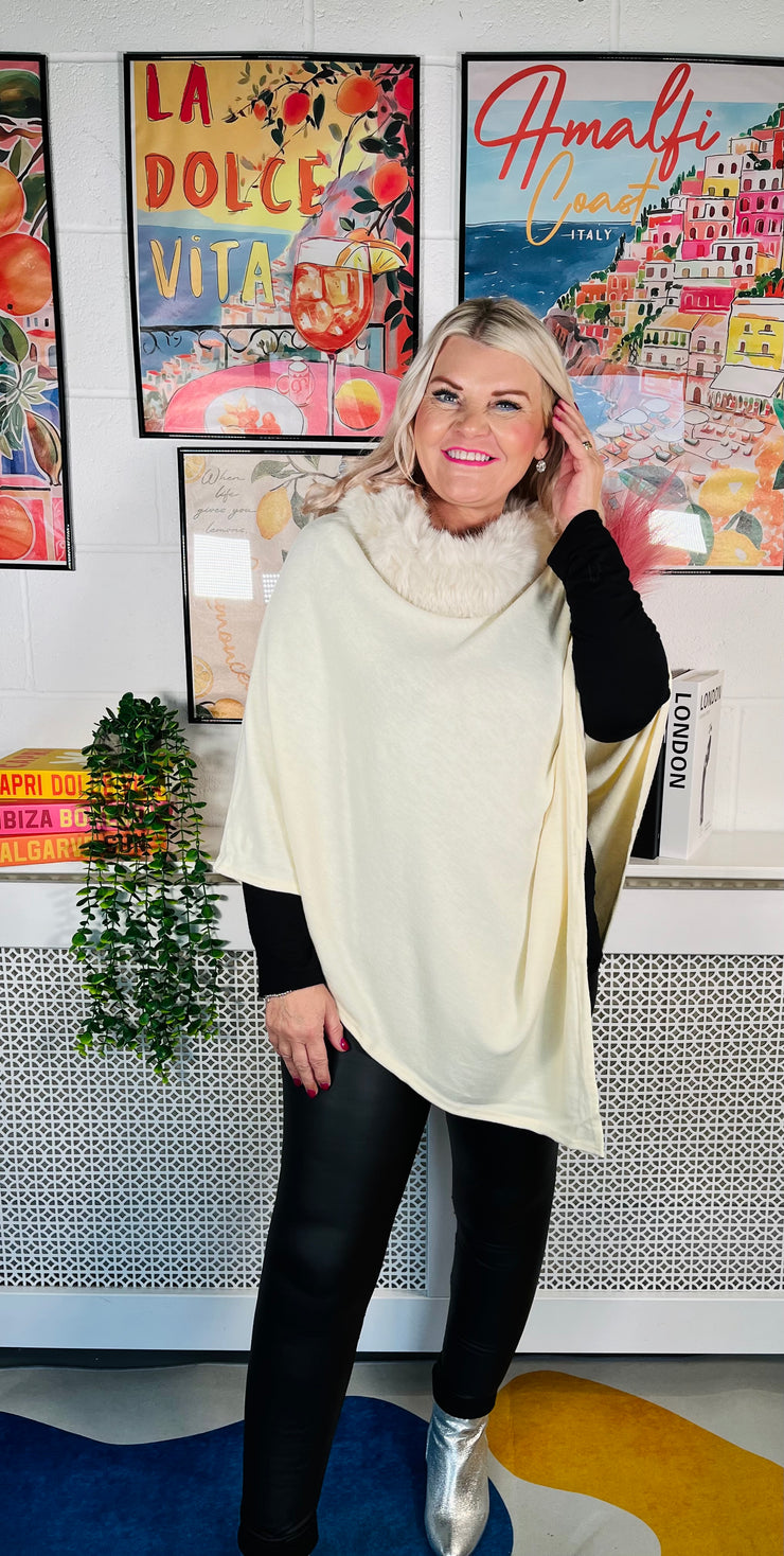 Radiant Winter Poncho - Winter White