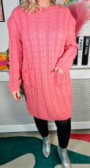 Edinburgh Knitted Dress - Flamingo Pink