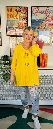 Melanie Button Top - Sunshine Yellow