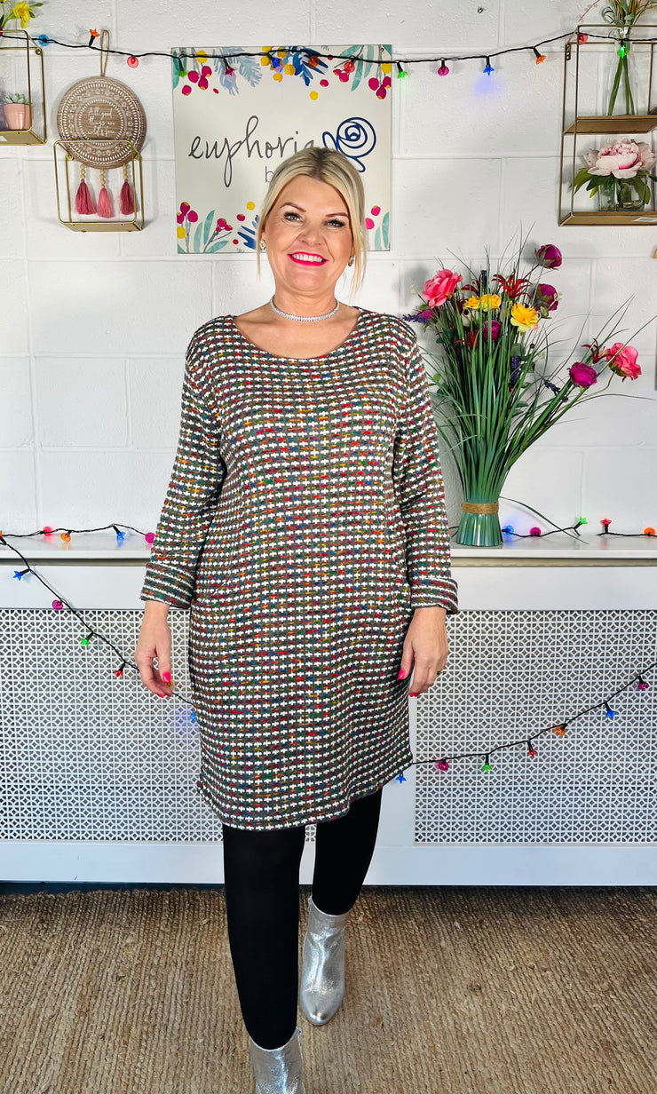 Vibrant Bliss Jumper Dress - Light Grey