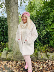 Diva Faux Fur Glamour Coat - Natural