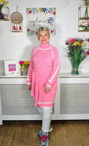 Louise Belted Jumper Dress - Candy Pink