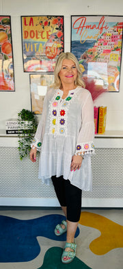 Fiesta Tunic Dress - White