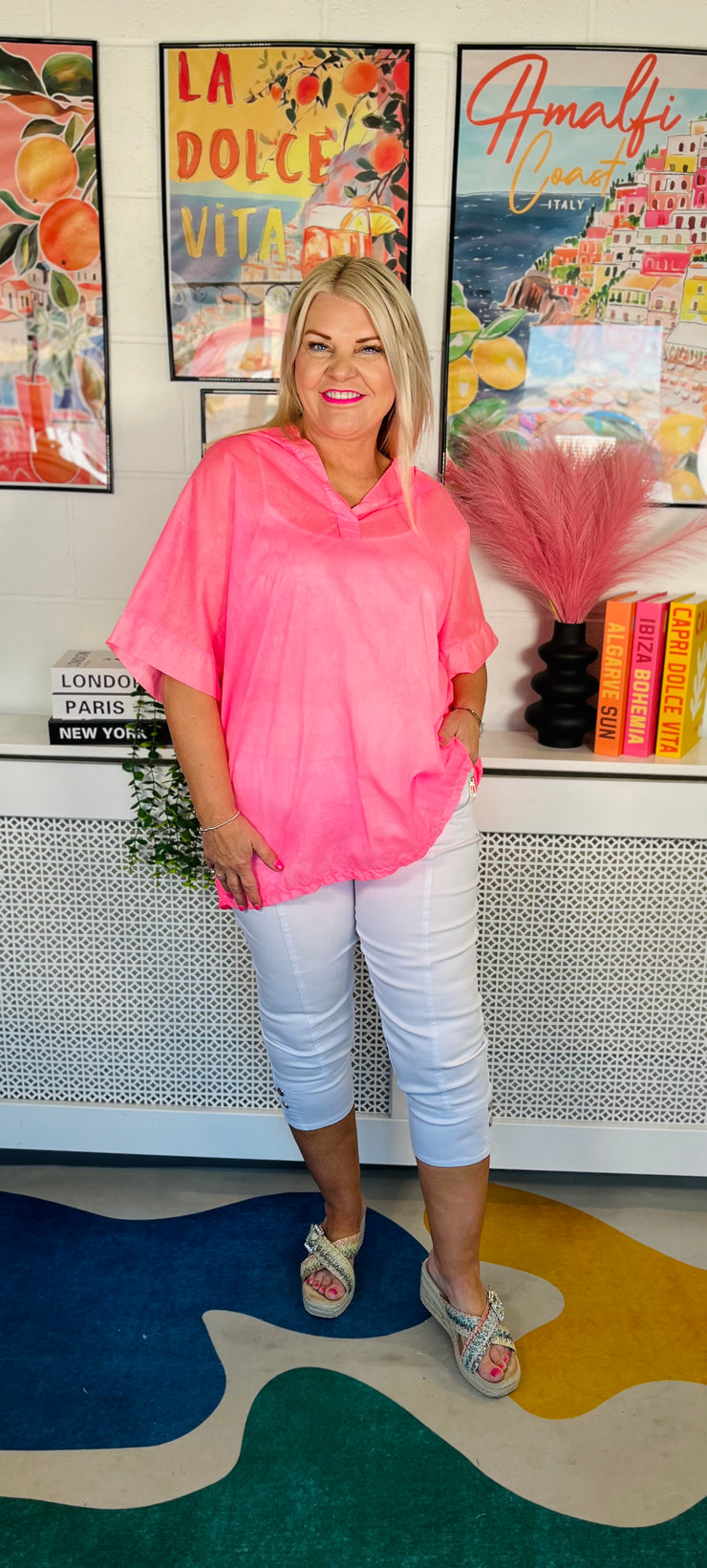 Neon Pop Hooded Top - Neon Pink