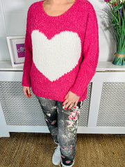 Matilda Super Soft Heart Knit - Hot Pink