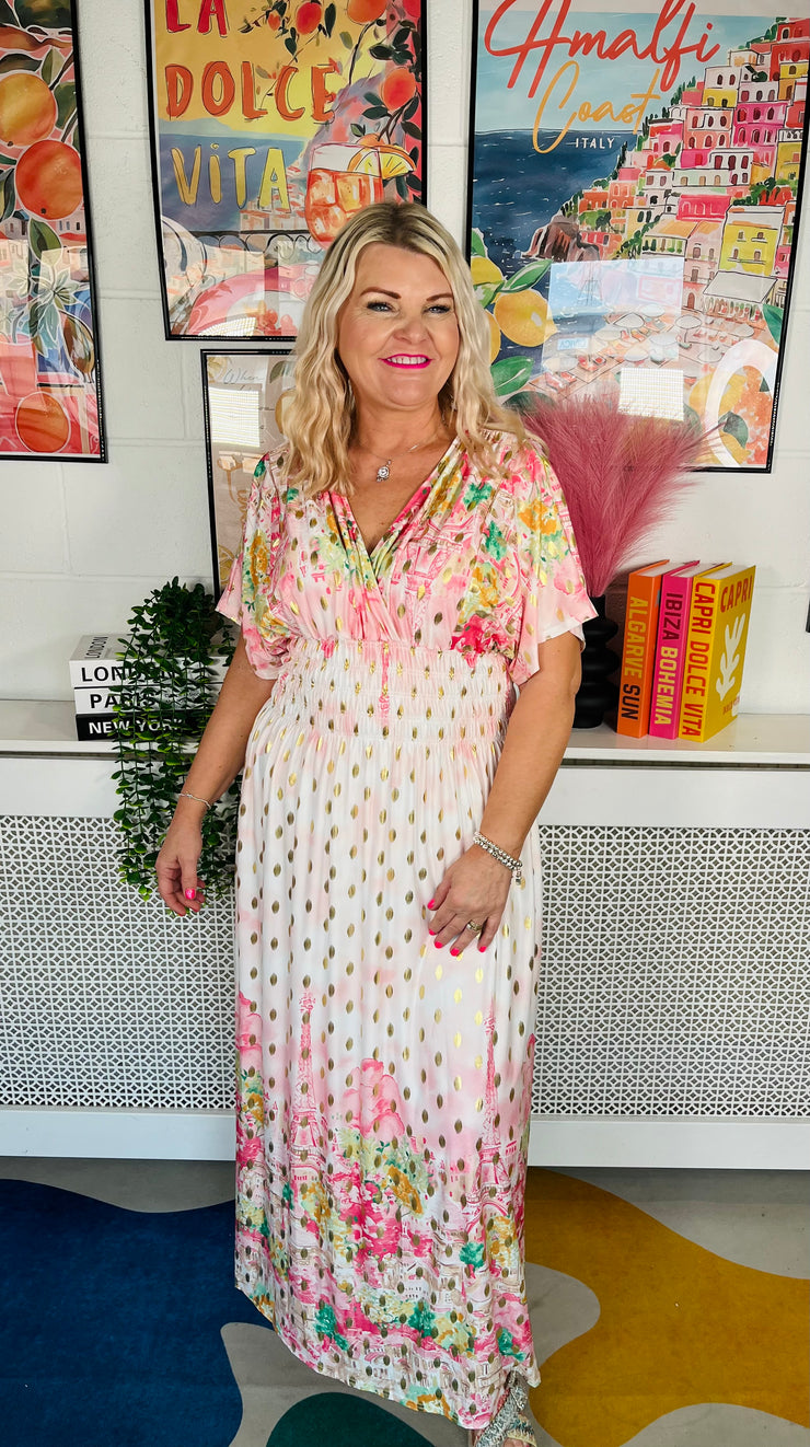 Midnight In Paris Maxi Dress - Baby Pink