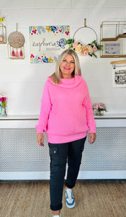 Giselle Cowl Neck Knit - Candy Pink