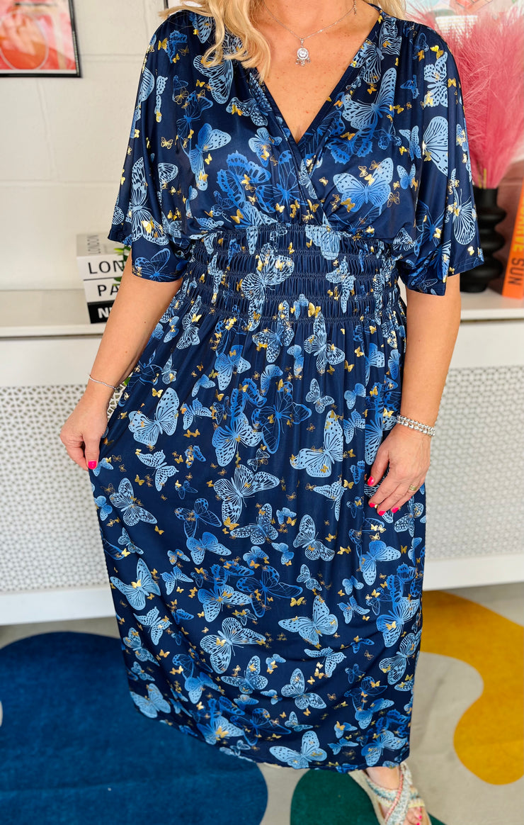 Dancing Wings Maxi Dress - Navy