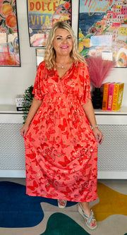 Dancing Wings Maxi Dress - Coral