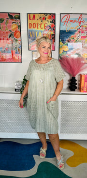 Easy Go Cotton Dress - Olive Green