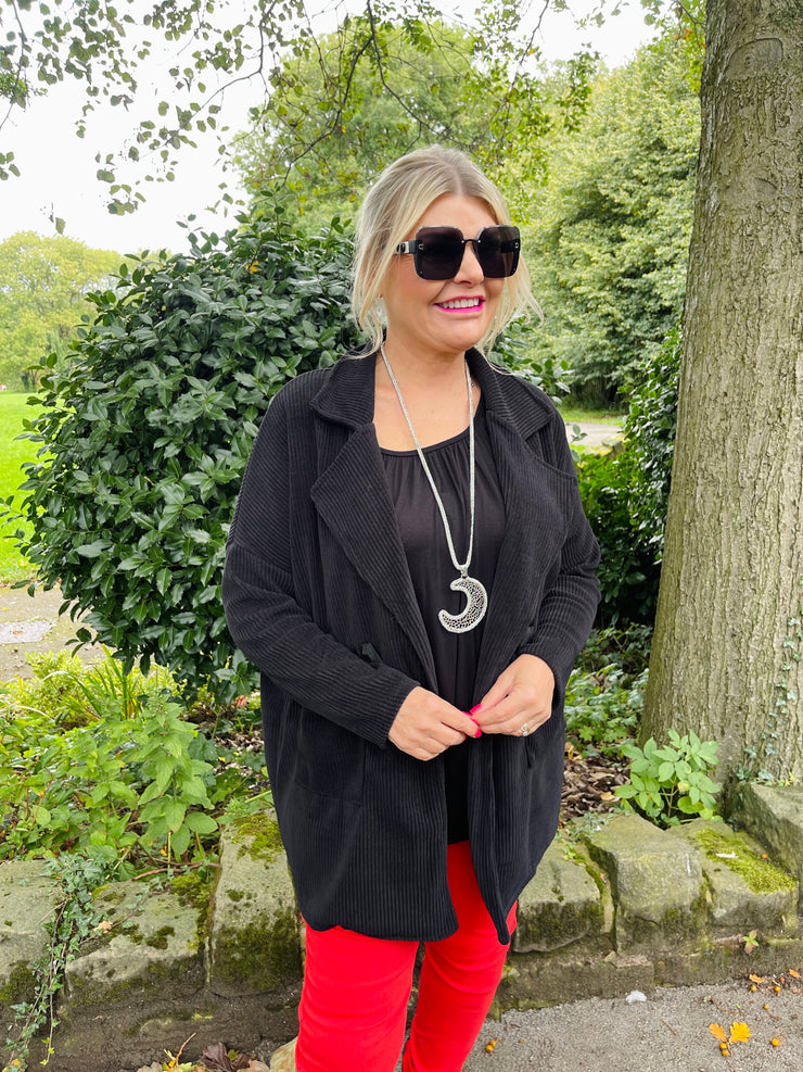 Trinity Chenille Blazer Jacket - Black