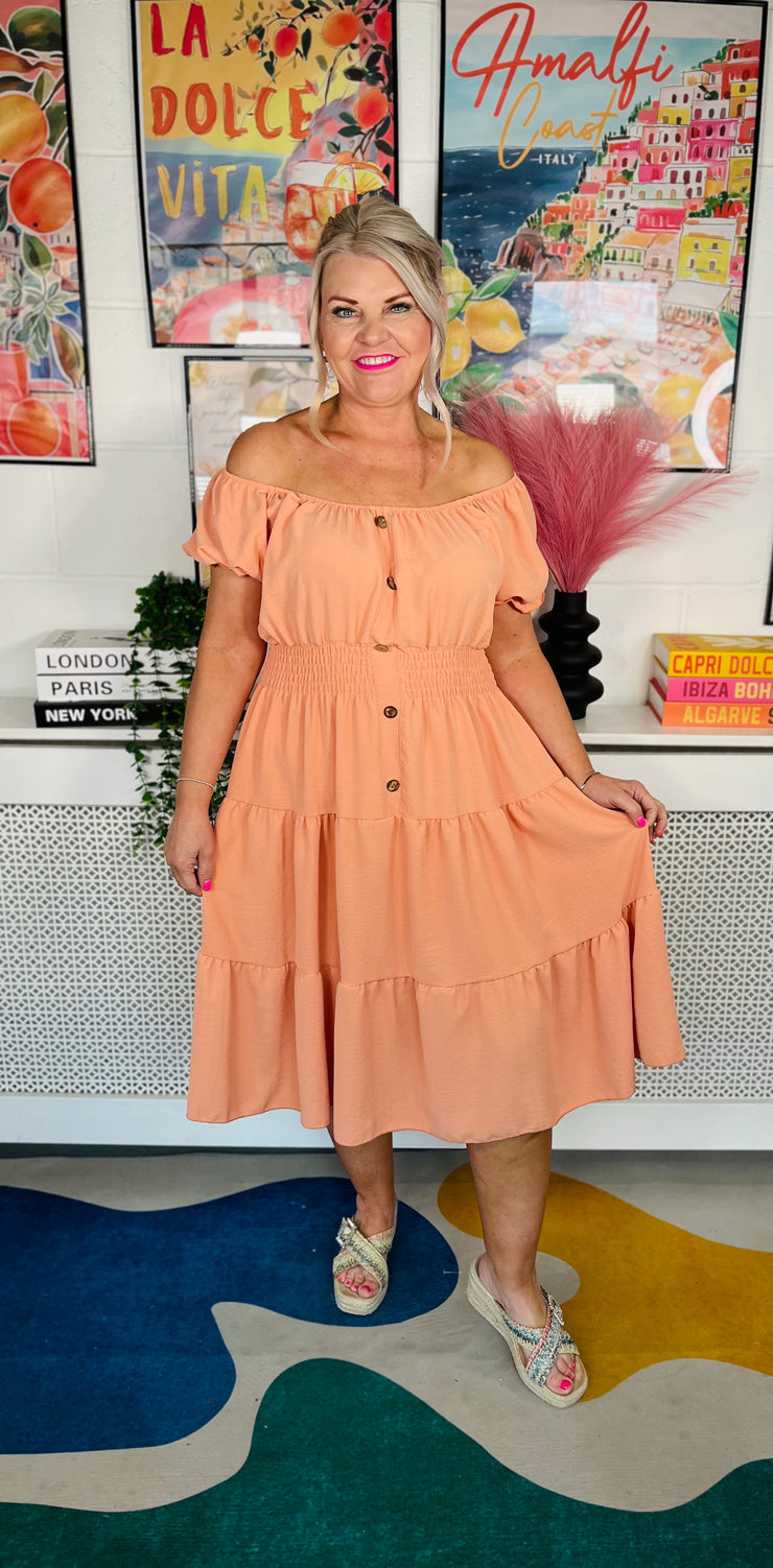 Sweet As Candy Midi Dress - Peach