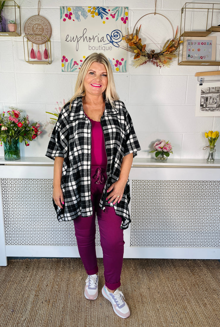 Classic Check Zip Up Poncho