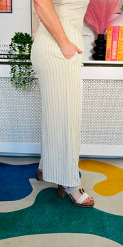 Laidback Striped Trousers - Natural