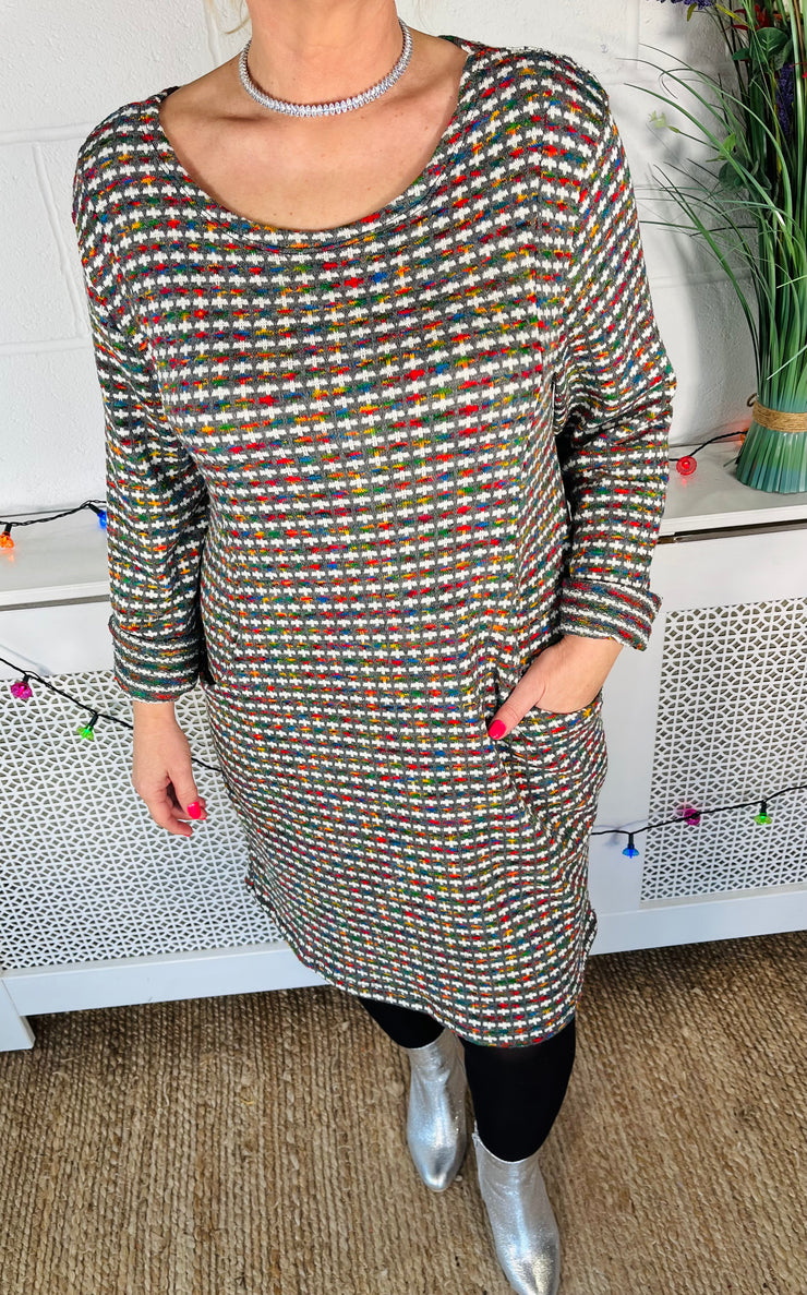 Vibrant Bliss Jumper Dress - Light Grey