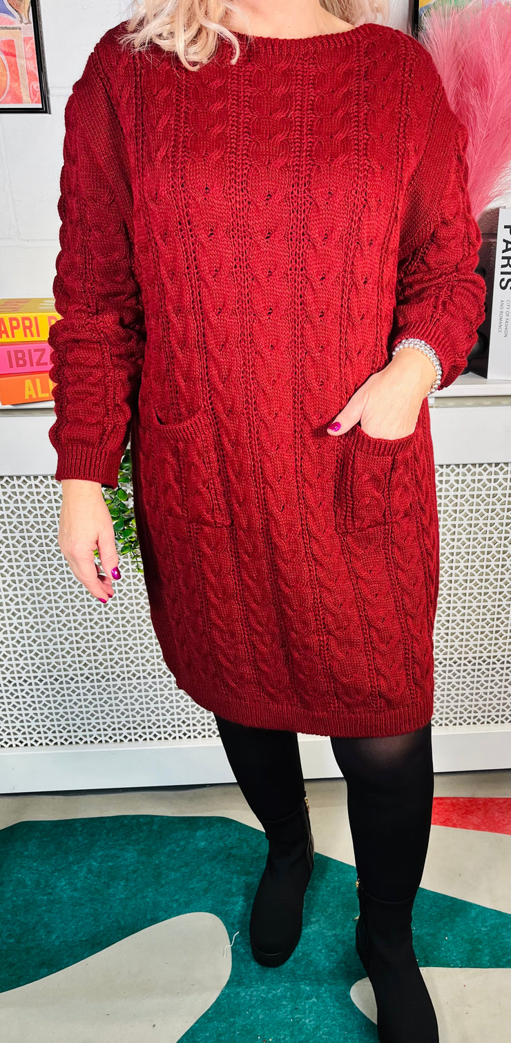 Edinburgh Knitted Dress - Wine