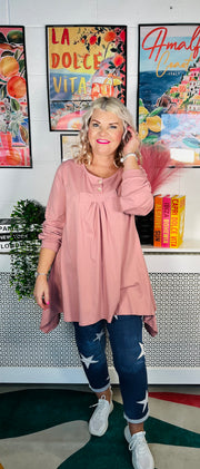 Myla Button Top - Antique Pink