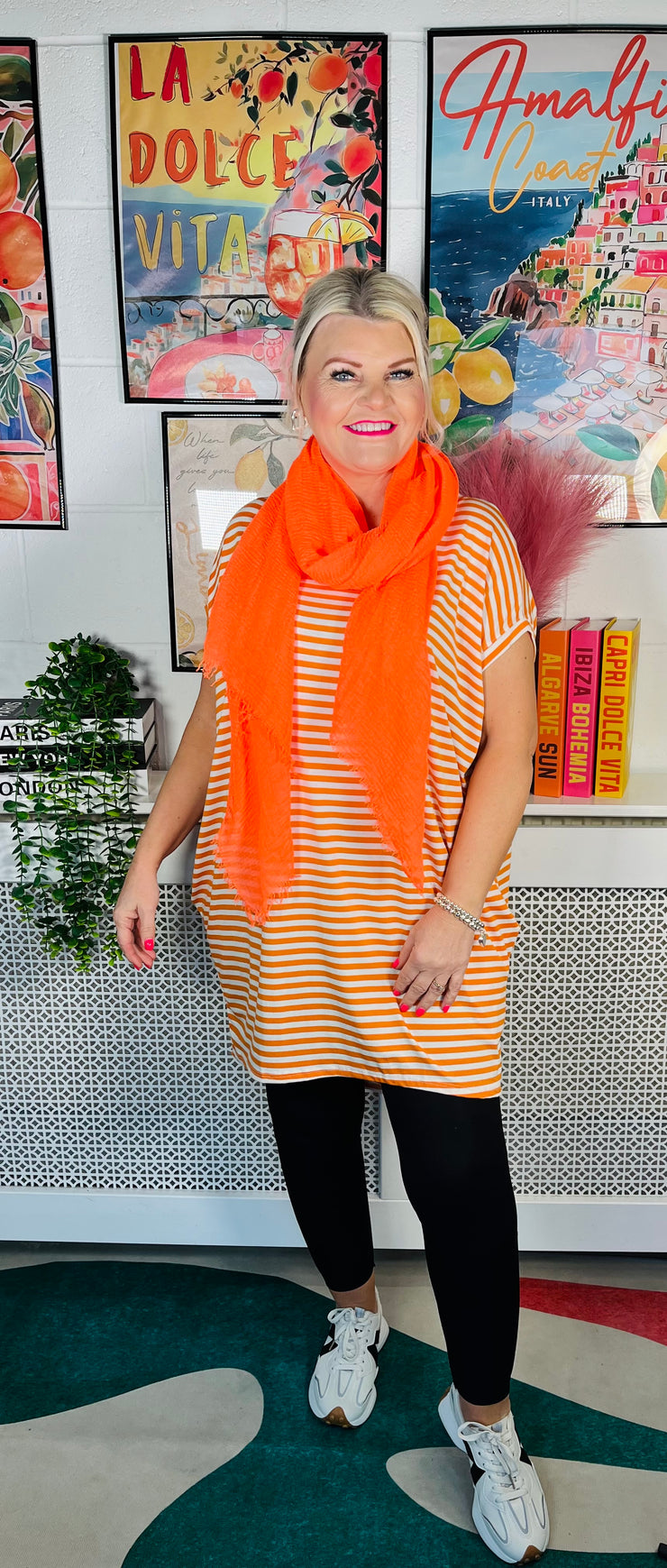 Coastal Stripes Tunic Top - Orange