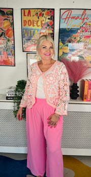 Flash Pop Crochet Cardigan - Baby Pink