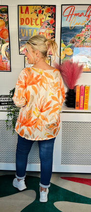 Pastel Leaf Knit - Orange