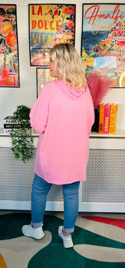 Golden Glow Cotton Hoodie - Candy Pink