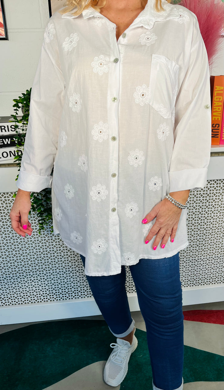 Belinda Bloom Shirt - White