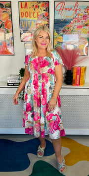 Island Rhythm Midi Dress - Hot Pink