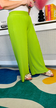 Ellie Pleated Trousers - Lime Green