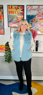 Tiffany Faux Fur Gilet - Aqua