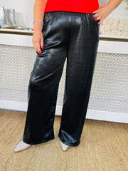 Evening Elegance Wide Leg Trousers - Black