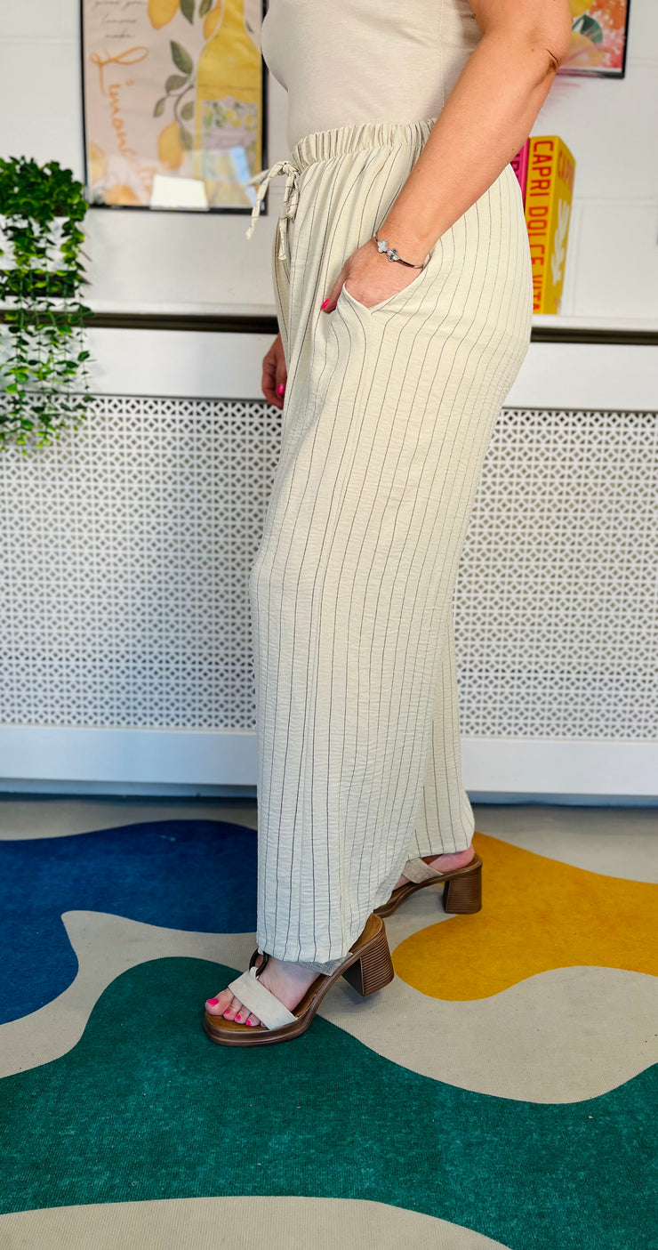 Laidback Striped Trousers - Natural