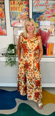 Summer Haze Floral Dress - Natural